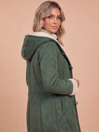 Women’s Hooded Toggle-Front Faux Shearling Coat
