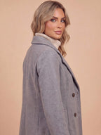 Women’s Double-Breasted Longline Coat with Wide Lapels