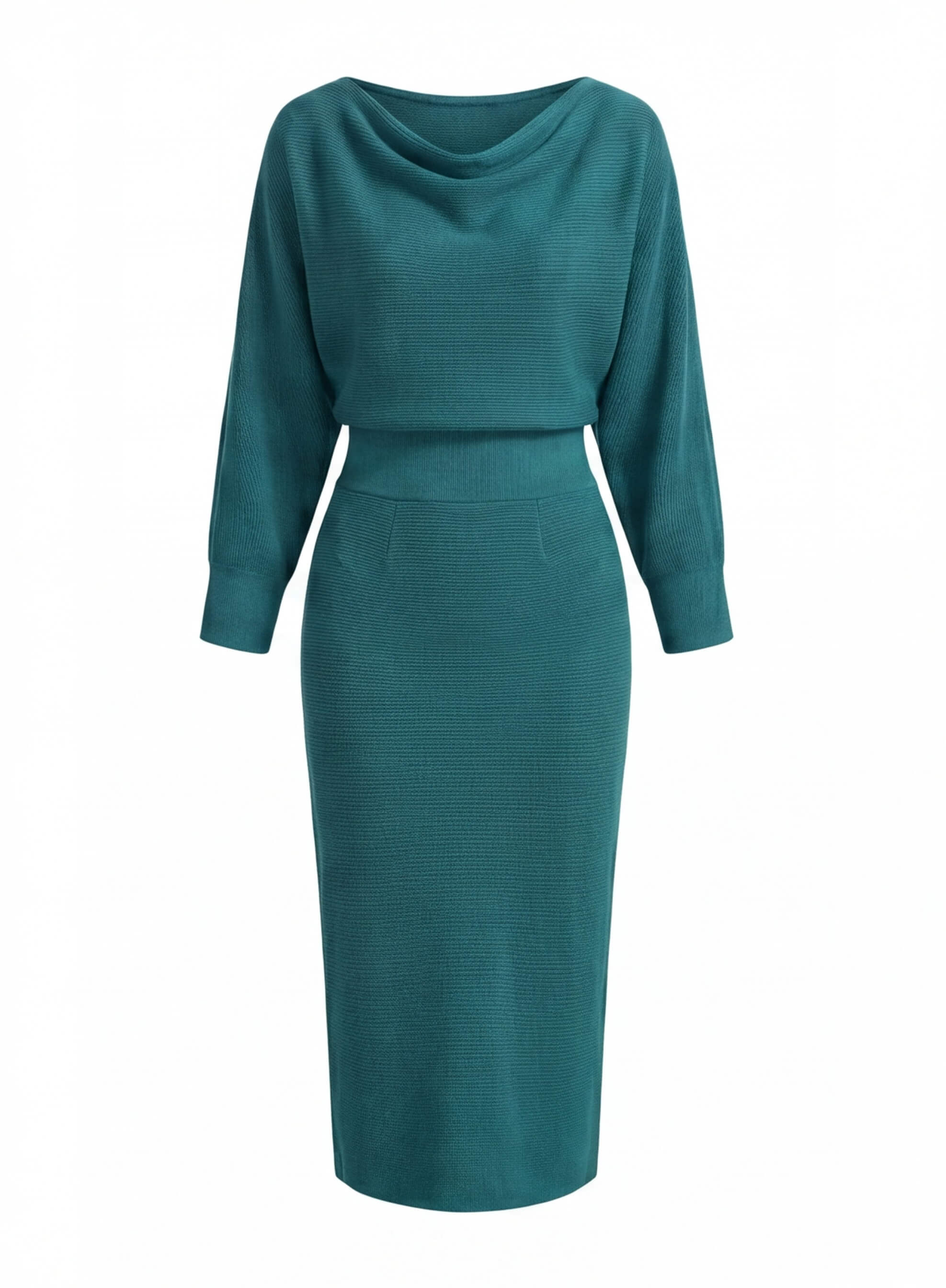 Draped Midi Dress with Cowl Neckline