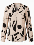 Women’s Elegant Abstract Blouse – Split Neck Design