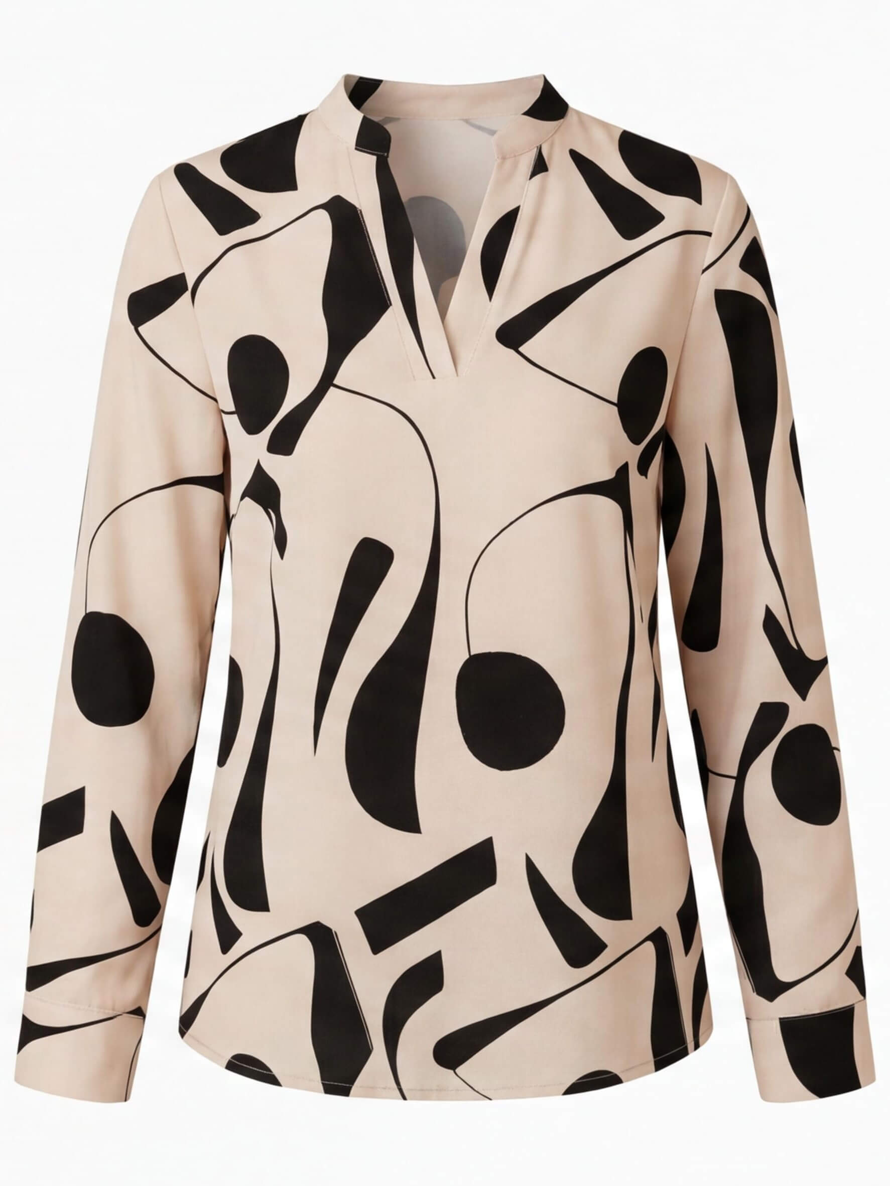 Women’s Elegant Abstract Blouse – Split Neck Design