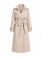 Women’s Double-Breasted Belted Trench Coat with Shoulder Tabs