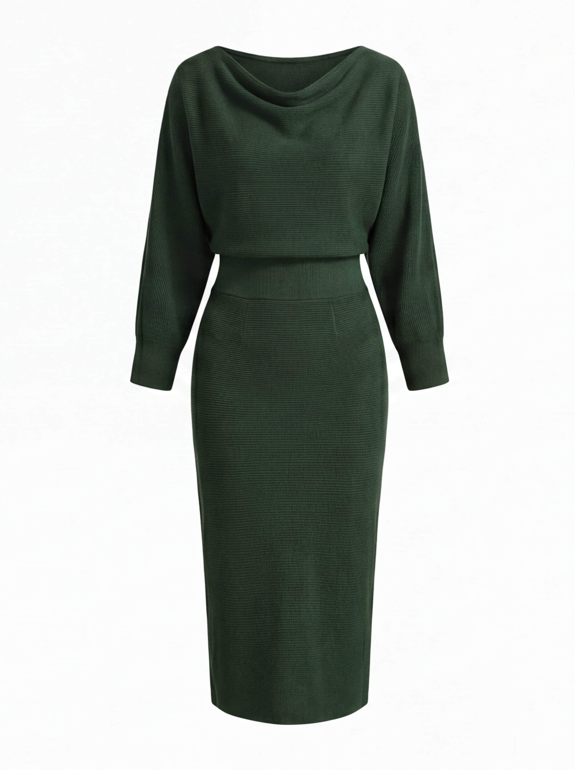 Draped Midi Dress with Cowl Neckline