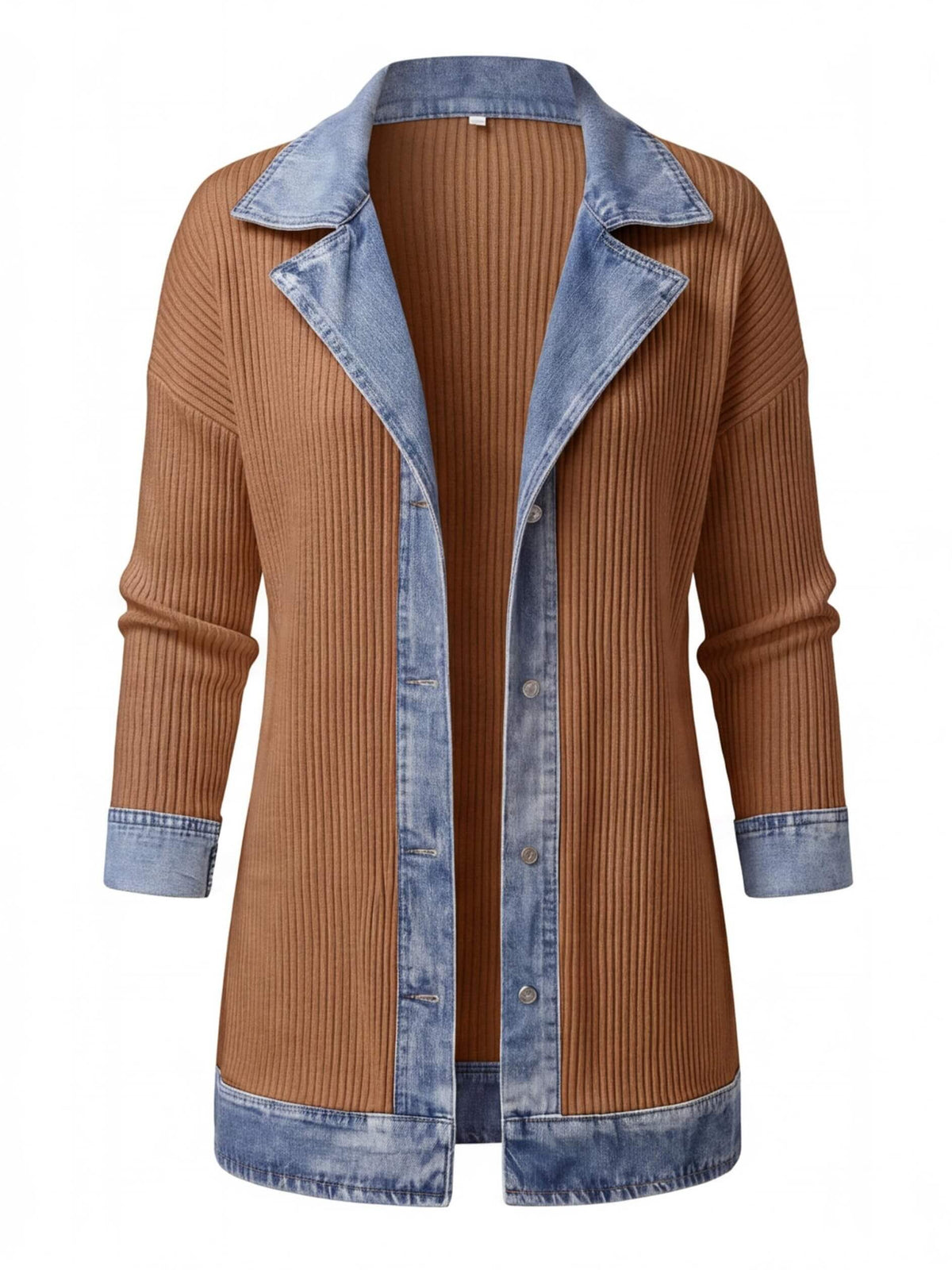 Women’s Denim Trim Button-Up Cardigan