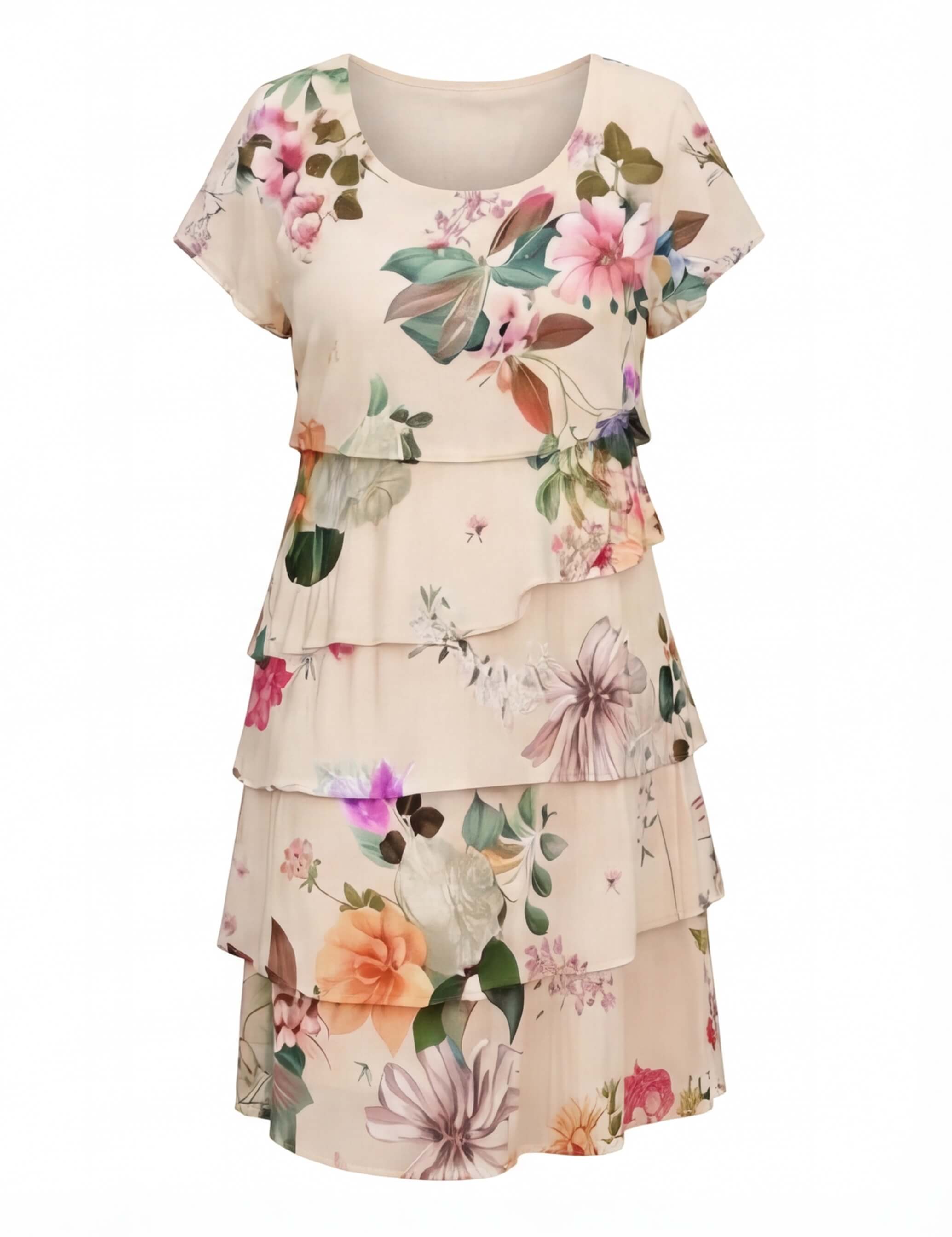 Women’s Dress – Floral Ruffle Layered Dress