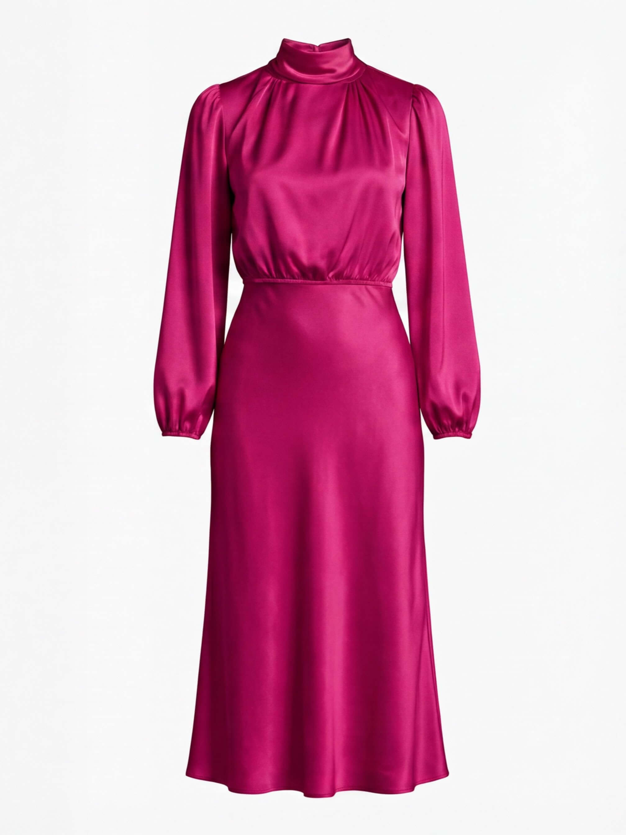 Elegant women’s midi dress with a high neckline and long sleeves