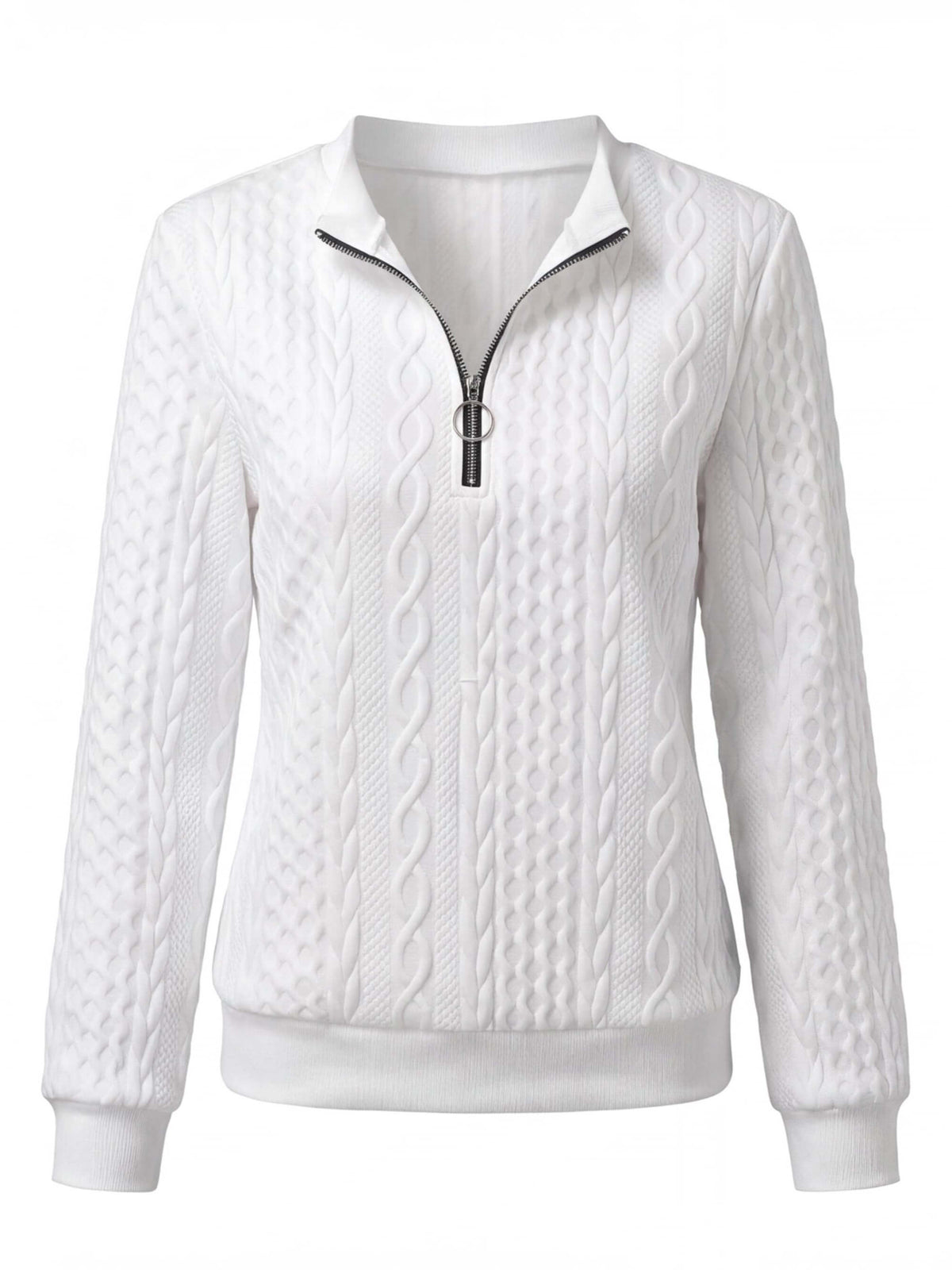 Women’s Textured Cable-Knit Half-Zip Sweatshirt