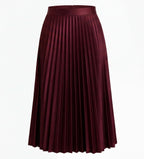 Women’s Pleated Satin Midi Skirt