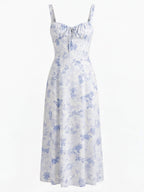 Elegant Floral Corset Midi Dress – Feminine & Flattering