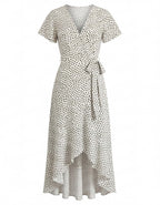 Women’s Dress – Wrap V-Neck Asymmetrical Summer Dress