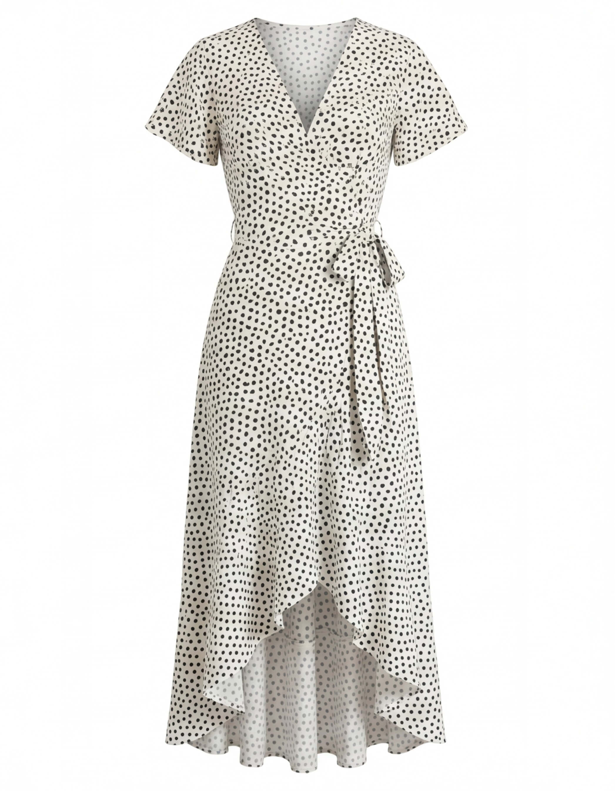 Women’s Dress – Wrap V-Neck Asymmetrical Summer Dress