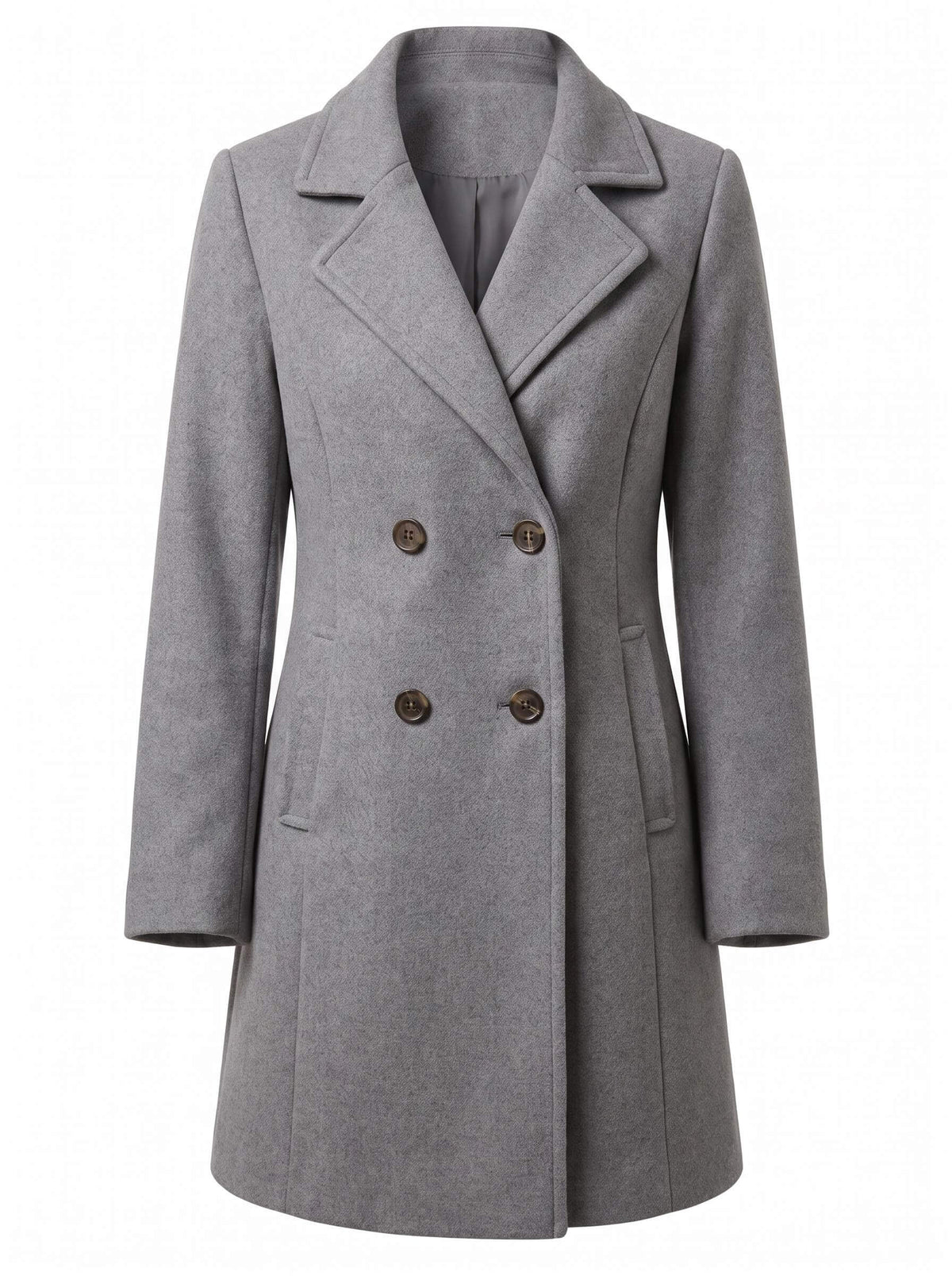 Women’s Double-Breasted Longline Coat with Wide Lapels