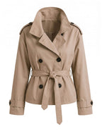 Women’s Belted Trench Coat with High Collar
