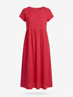 Women's dress – Midi dress with a round neckline and a loose fit