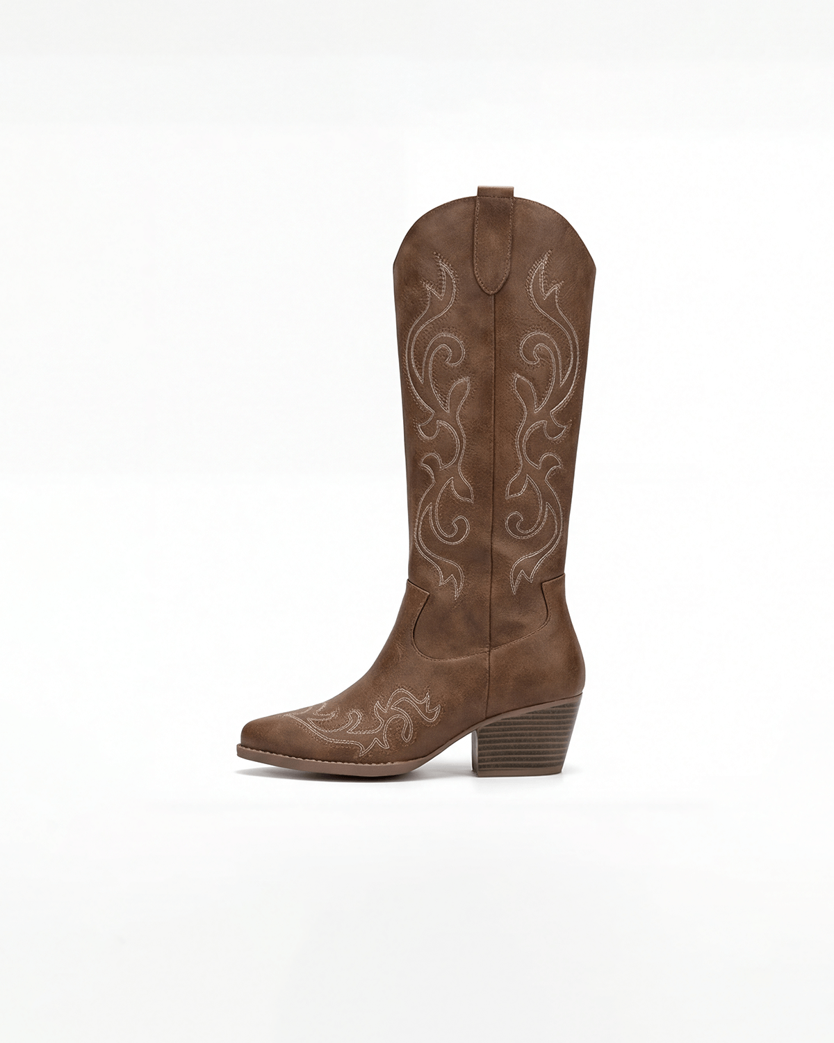 Women’s Knee-High Heeled Boots- Western Stitch