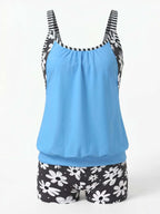 Women’s Floral Tankini Boyshort Bikini Set
