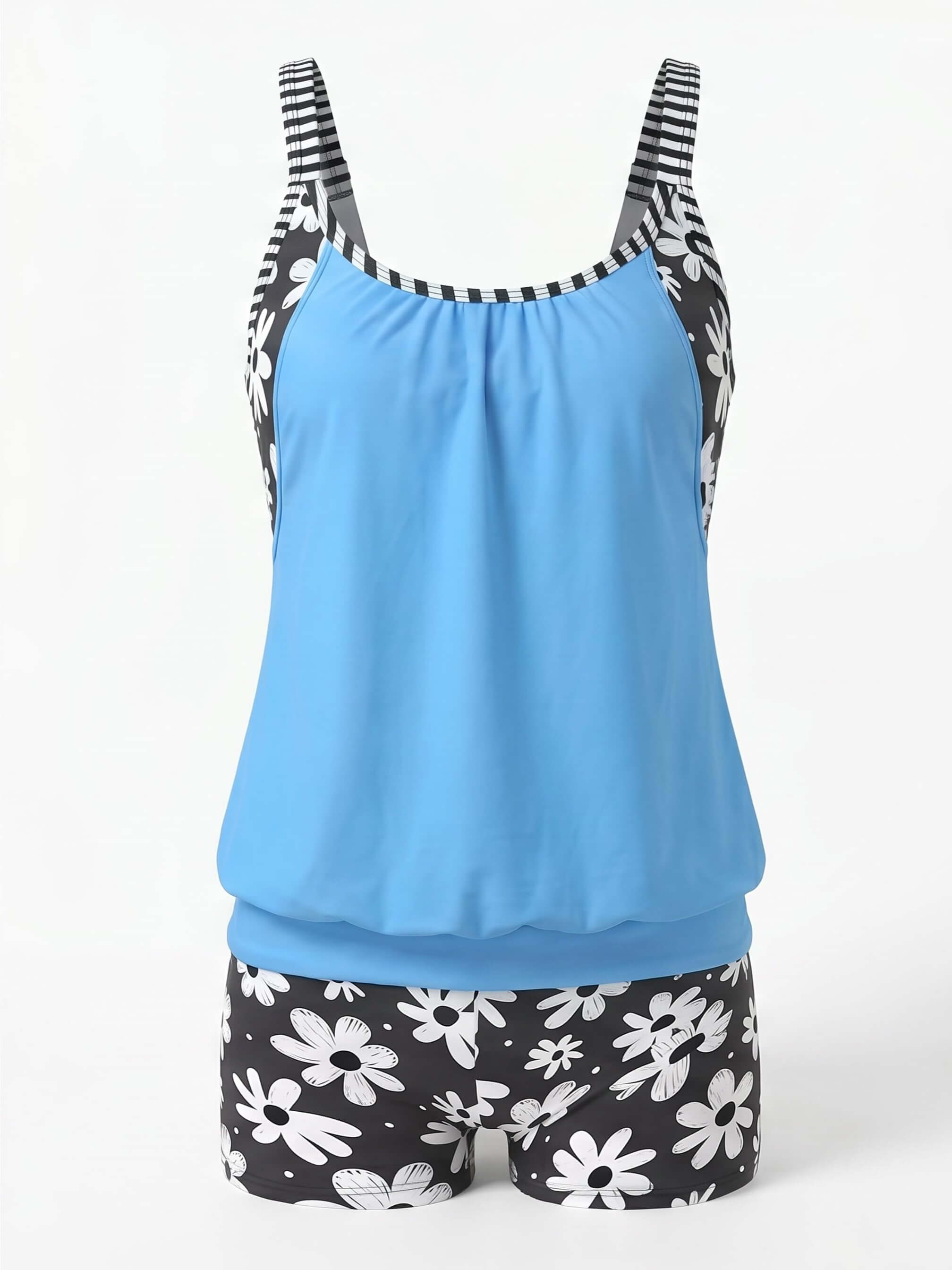 Women’s Floral Tankini Boyshort Bikini Set