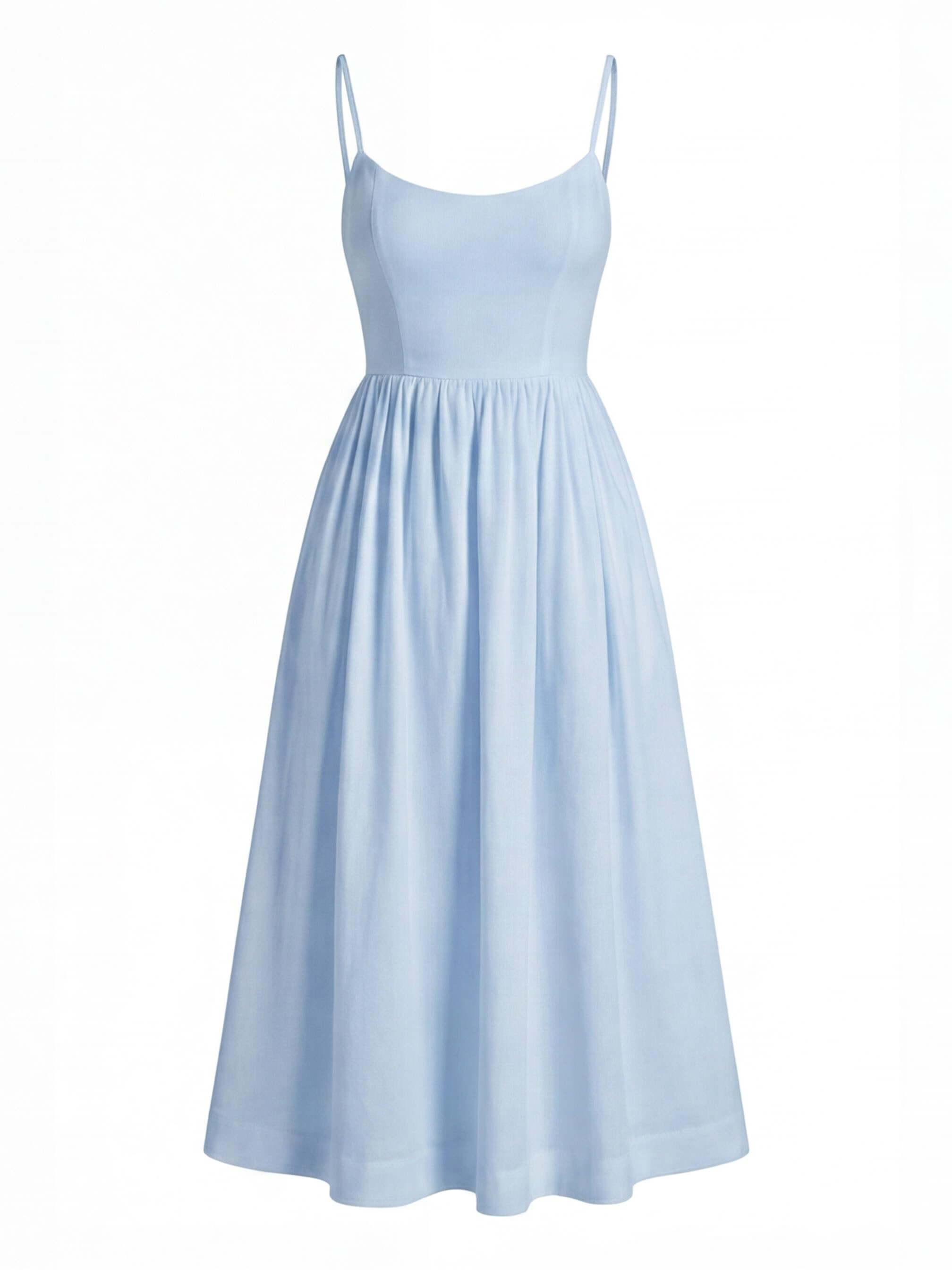 Women’s Dress – Flowing Midi Dress with Thin Straps