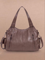 Women’s Structured Zip Pocket Shoulder Bag