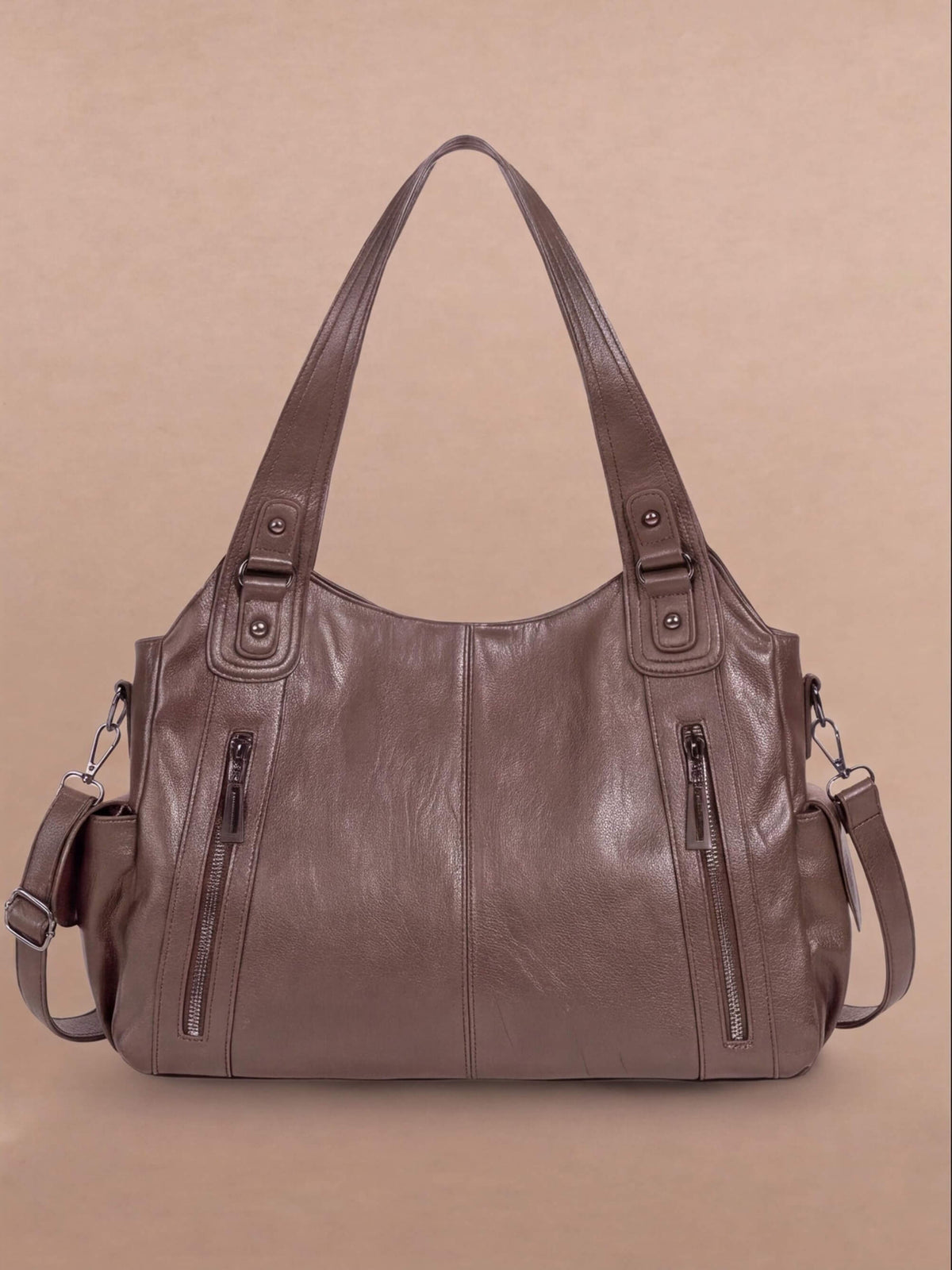 Women’s Structured Zip Pocket Shoulder Bag