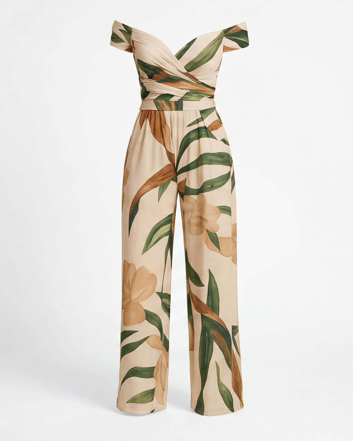 Women’s Jumpsuit – Off-Shoulder Wide-Leg Embroidered Evening Jumpsuit