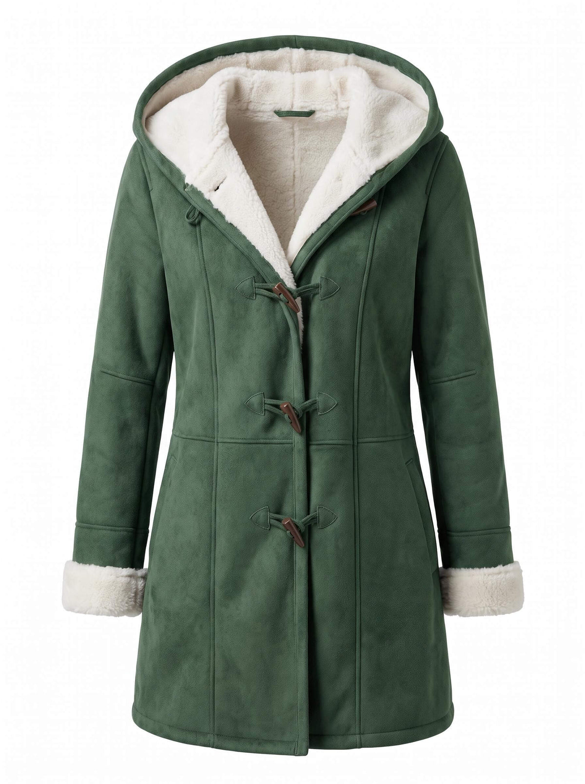 Women’s Hooded Toggle-Front Faux Shearling Coat