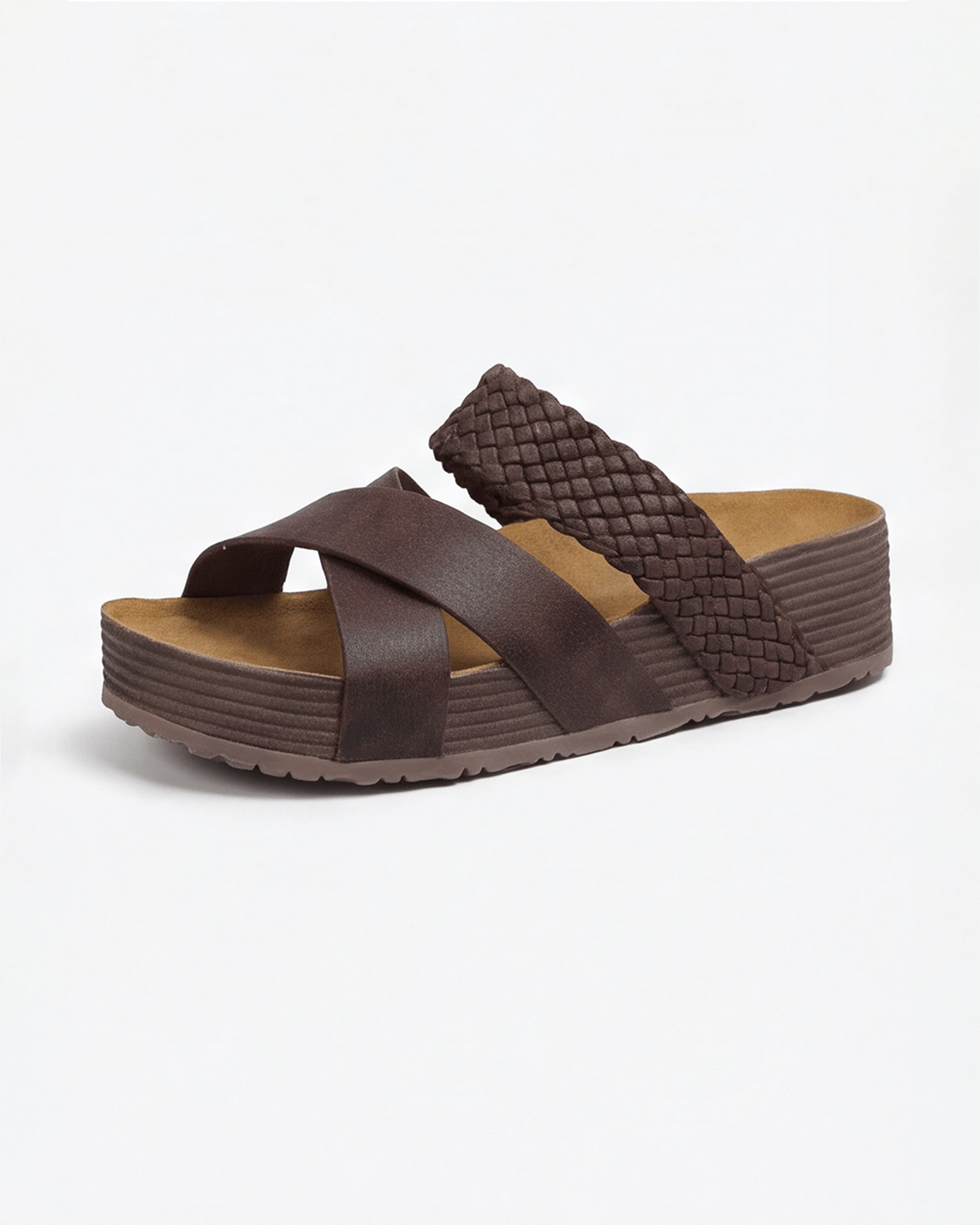 Women’s Platform Slide Sandals- Braided Strap