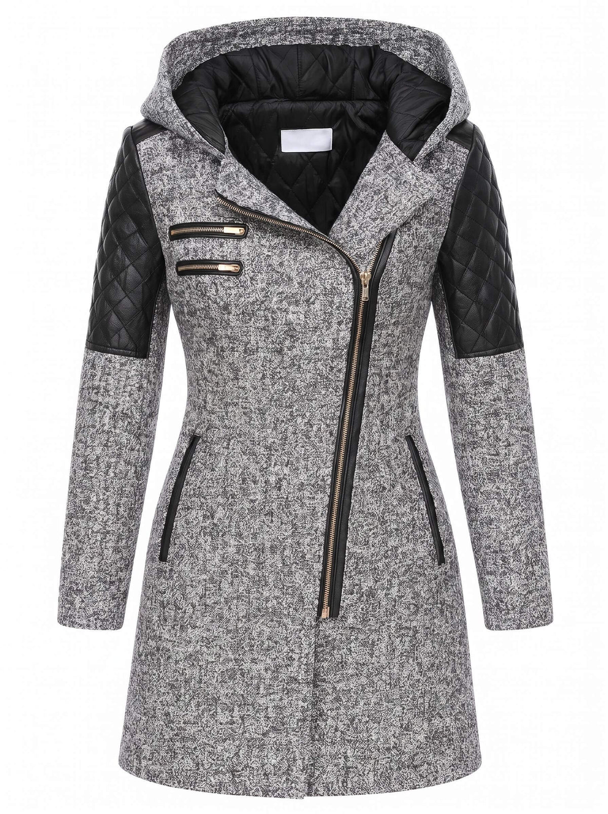 Women’s Textured Hooded Zip-Up Coat