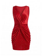 Women’s Sleeveless Bodycon Mini Dress with Rhinestone Detail