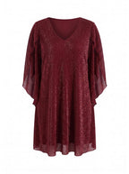 Women’s Glitter V-Neck Cape Sleeve Party Dress