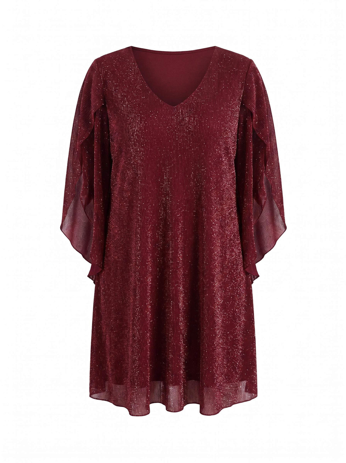 Women’s Glitter V-Neck Cape Sleeve Party Dress