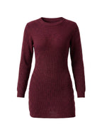 Women’s Ribbed Knit Mini Dress with Long Sleeves