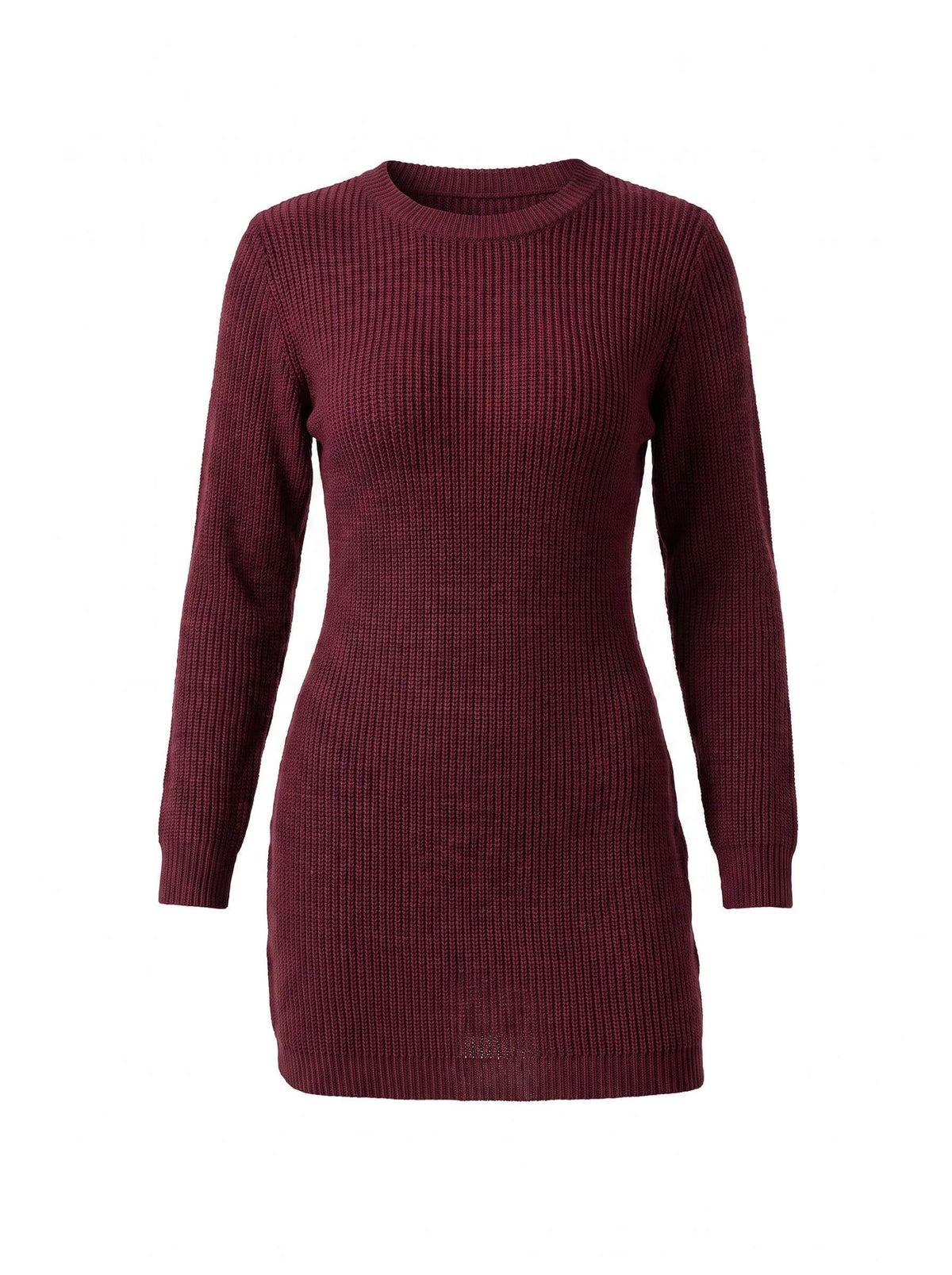 Women’s Ribbed Knit Mini Dress with Long Sleeves