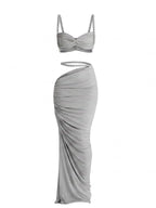 Women’s Rope Strap Top and Ruched Maxi Skirt Set