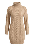 Women’s Cable Knit Turtleneck Mini Dress