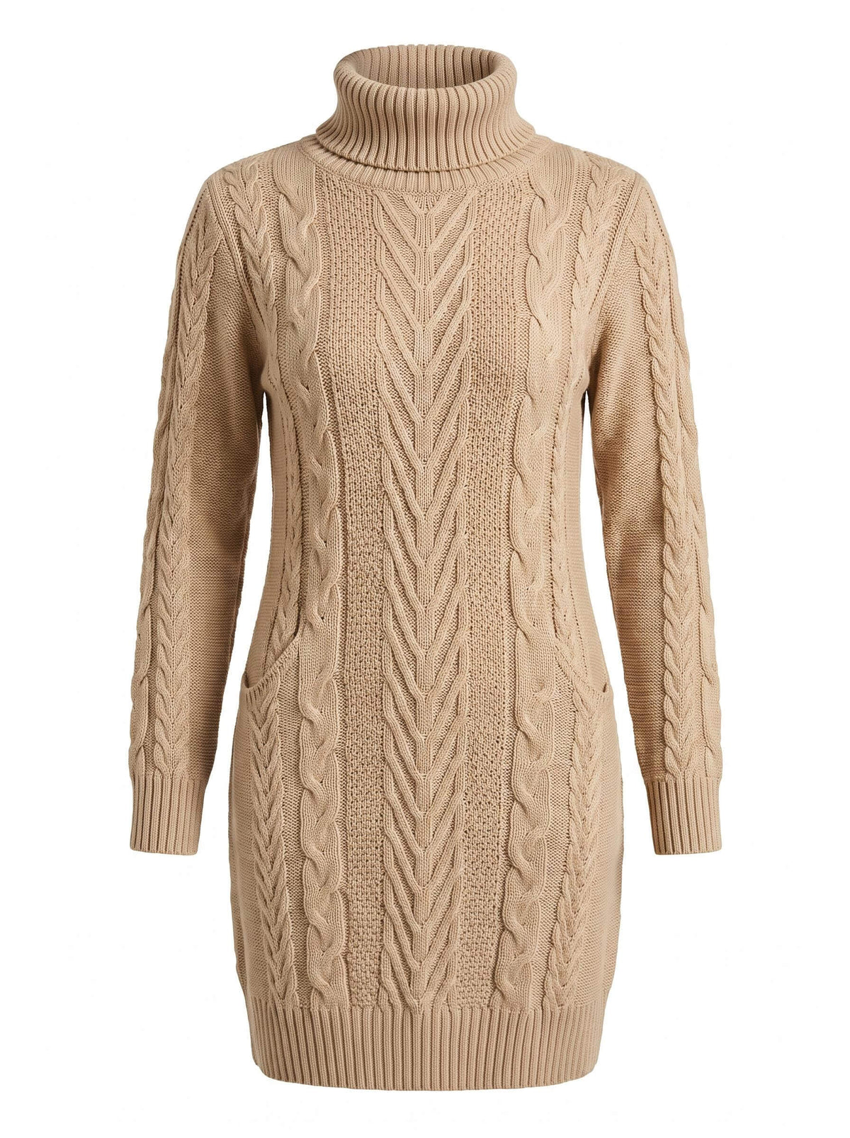 Women’s Cable Knit Turtleneck Mini Dress