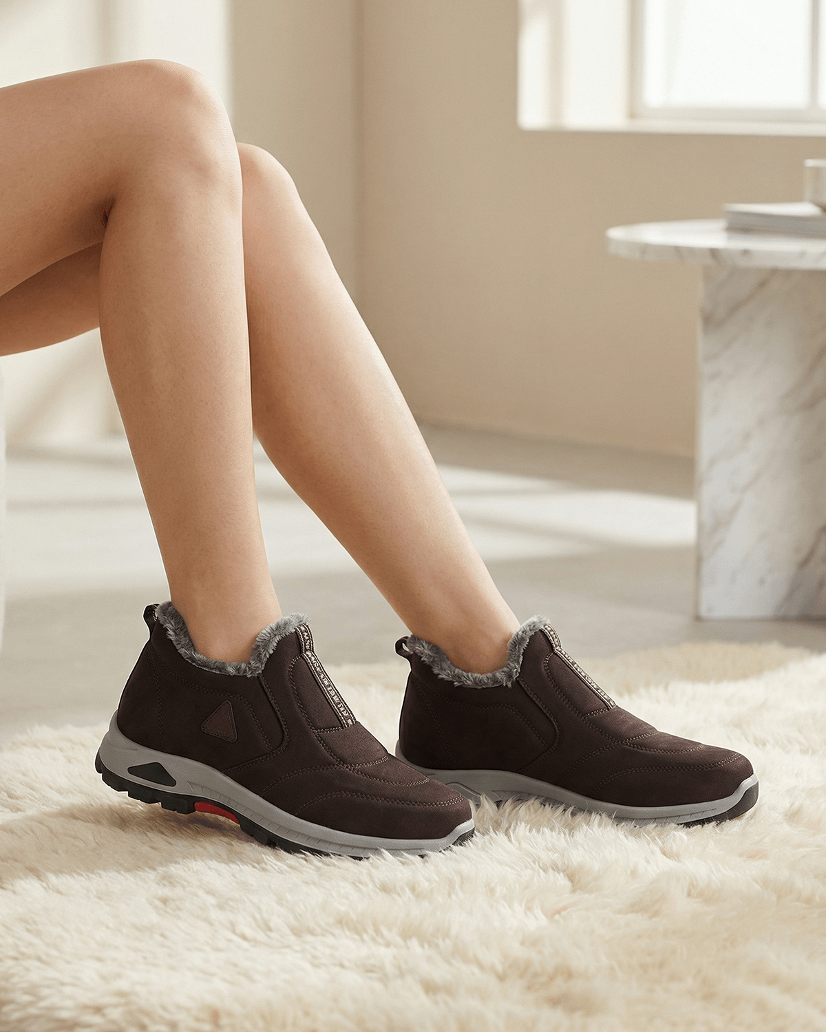 Women’s Cozy-Lined Casual Sneakers- Slip-On