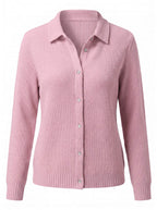 Women’s Ribbed Button-Up Collared Knit Top