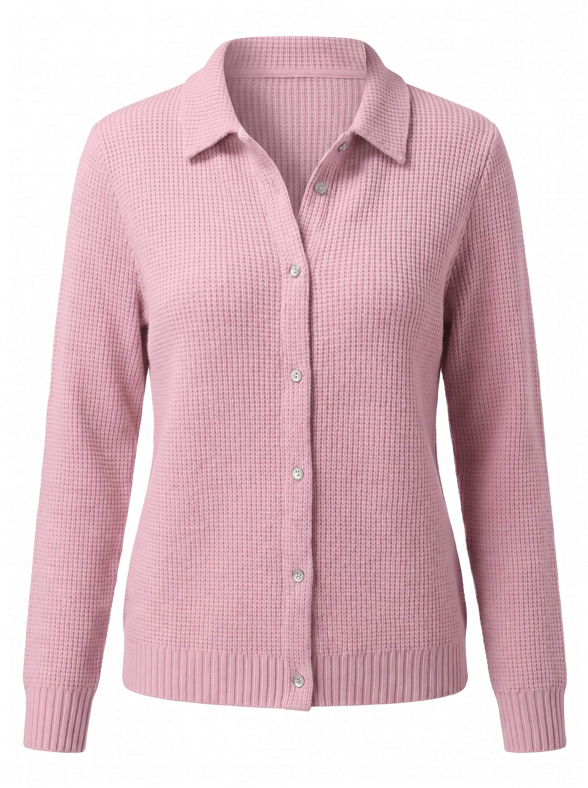 Women’s Ribbed Button-Up Collared Knit Top