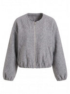 Women’s Cropped Bomber Jacket with Zip Front