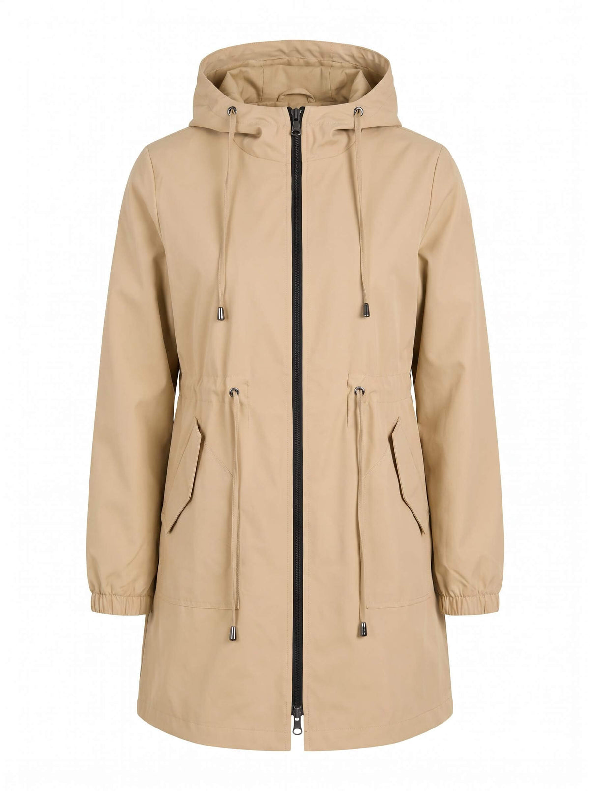 Women’s Hooded Longline Jacket with Drawstring Details