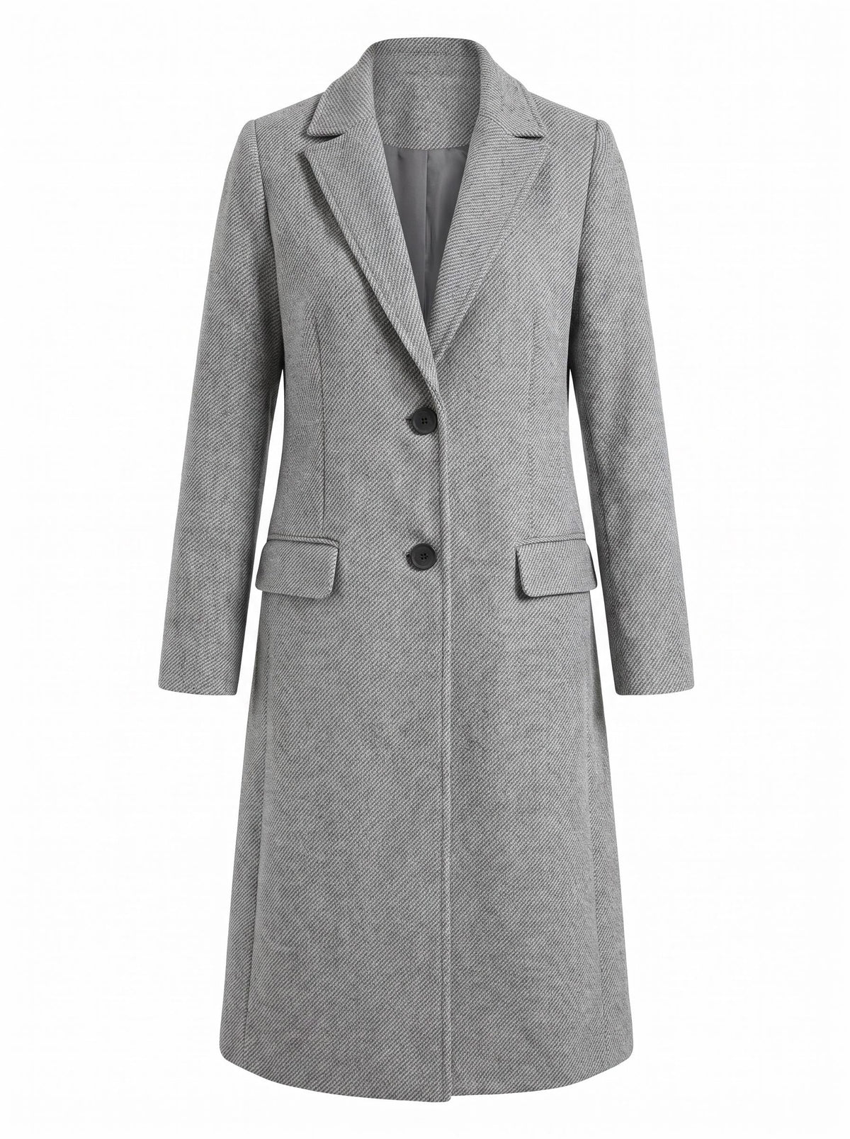 Women’s Long Tailored Button-Up Coat with Lapels
