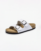 Women’s Slide Sandals- Double-Buckle