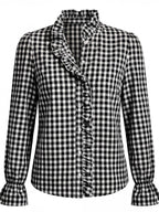 Women’s checked blouse with ruffled details