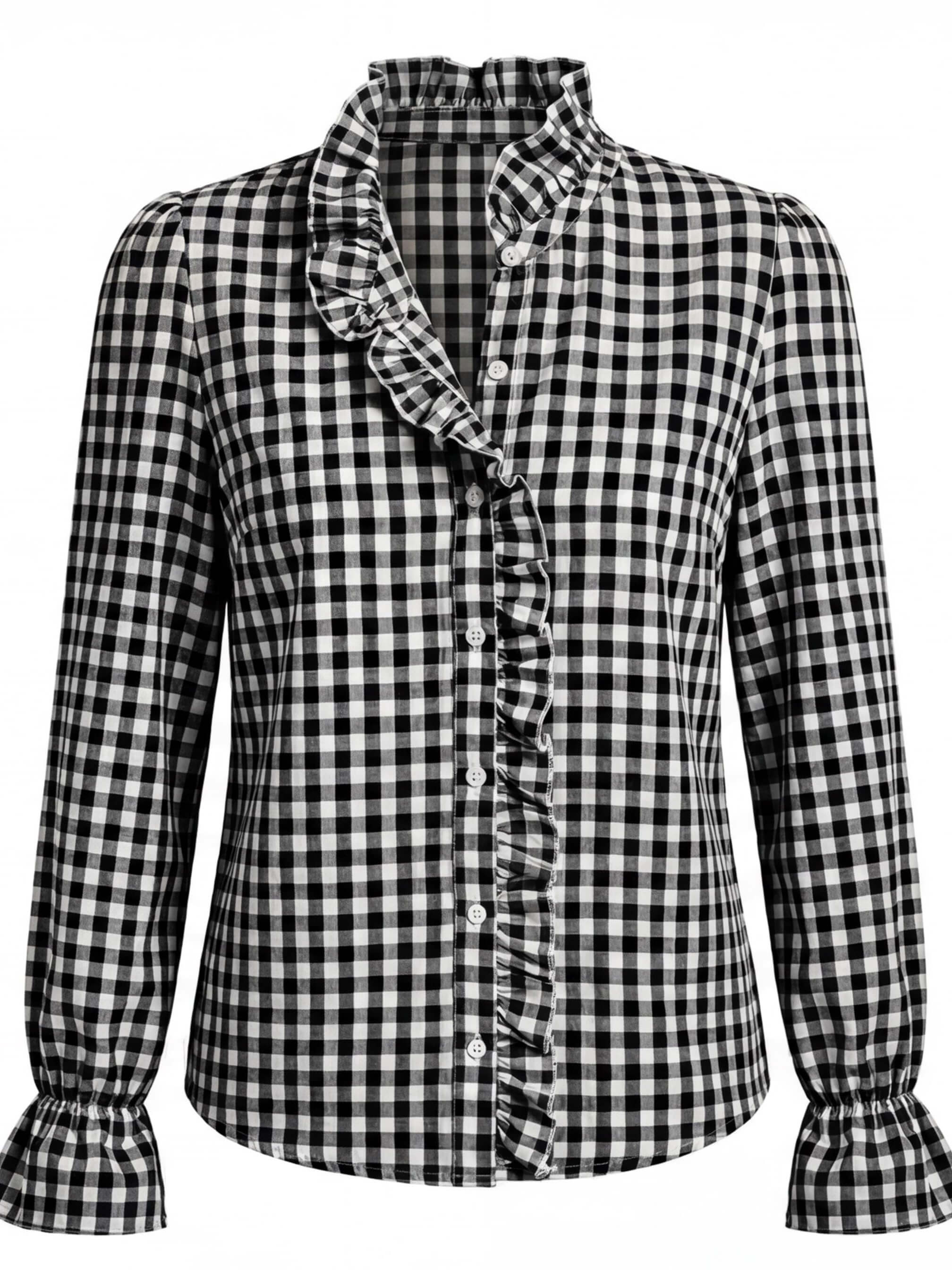 Women’s checked blouse with ruffled details