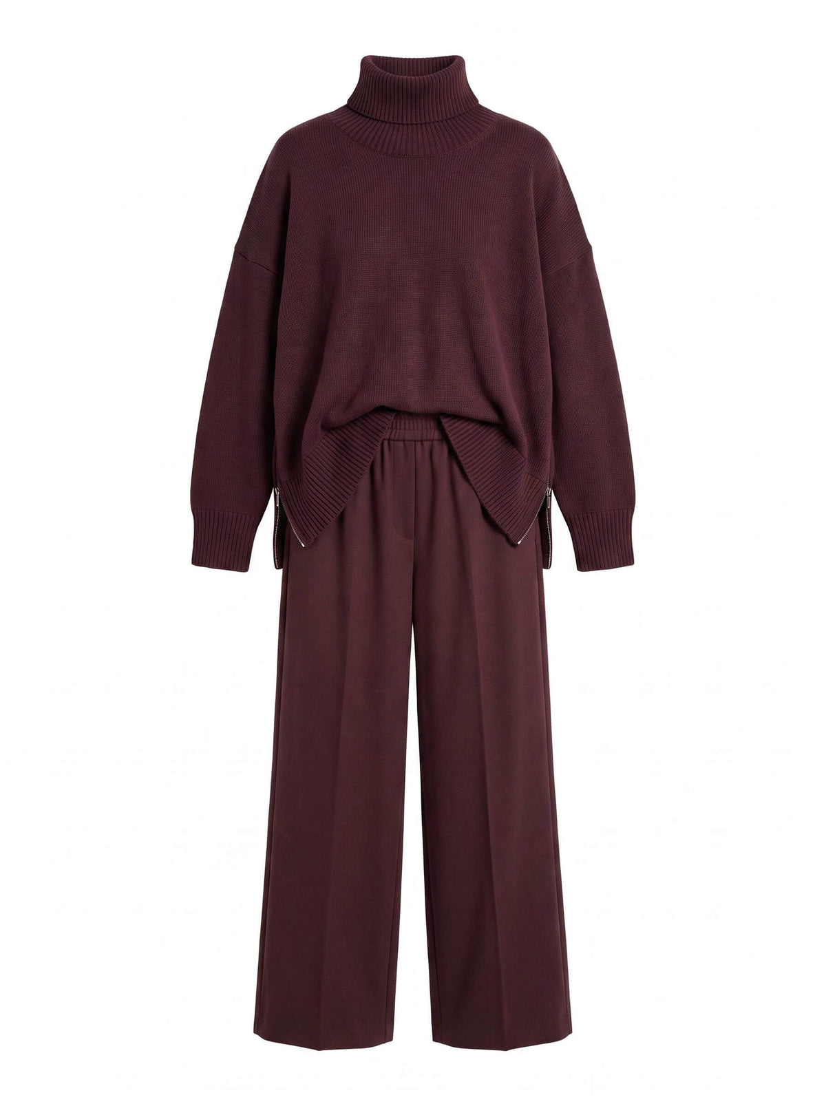 Women’s Relaxed Knit Top and Wide-Leg Trouser Set