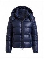 Women’s Hooded Puffer Jacket with Quilted Panels