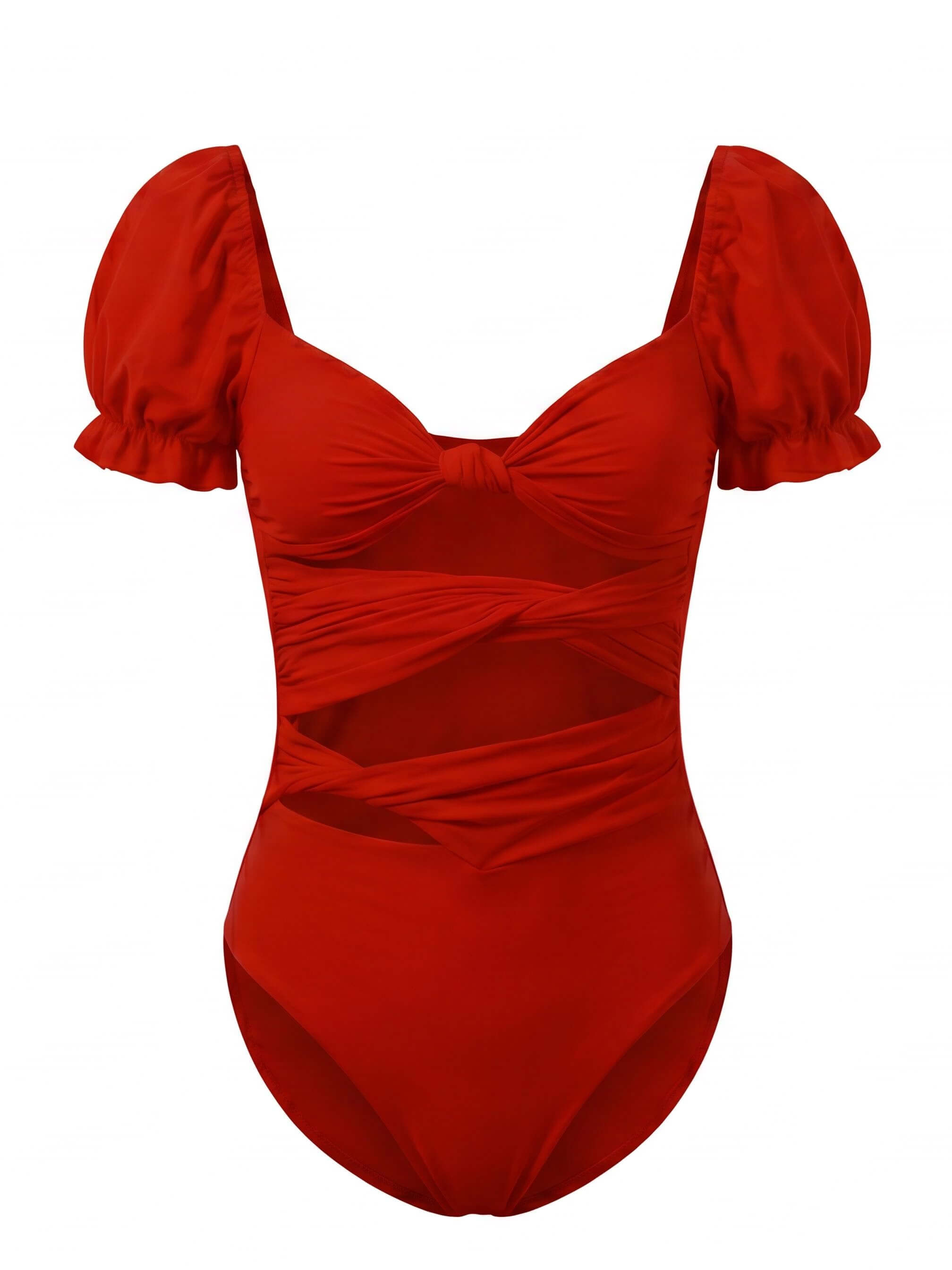 Women’s Puff Sleeve Cut-Out One-Piece Swimsuit