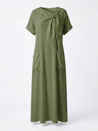 Women’s Bow Neck Pocket Maxi Dress