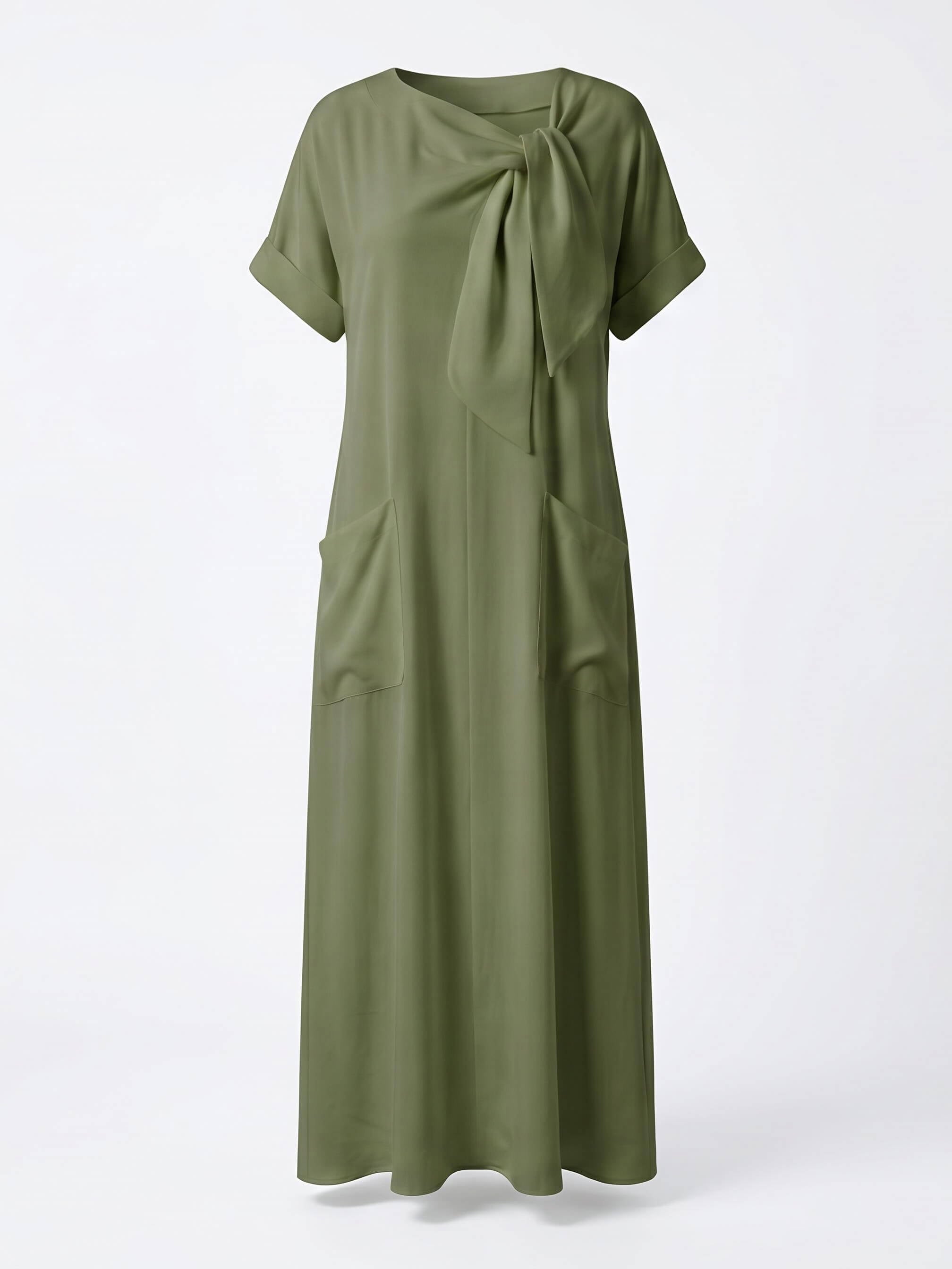 Women’s Bow Neck Pocket Maxi Dress
